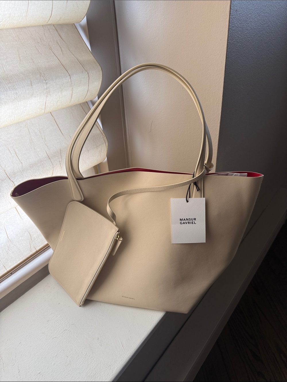 Mansur Gavriel white Tote with red Interior